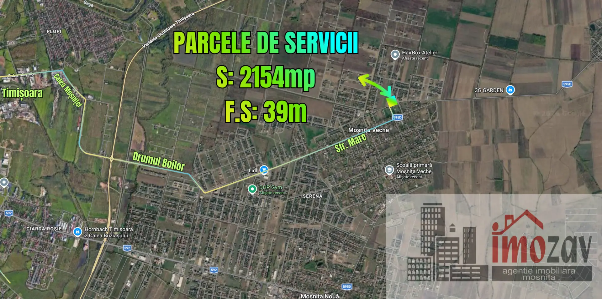 Teren cu destinație servicii de vânzare pe Str. Dafinului – Moșnița Veche