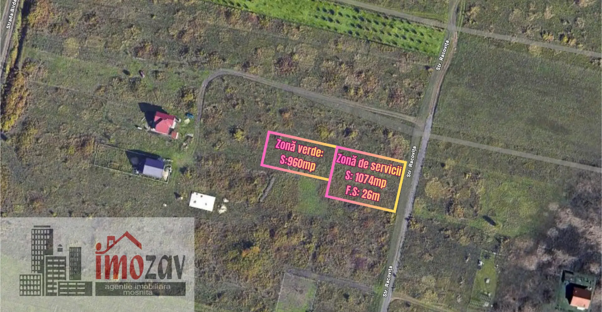 PACHET teren – Zonă de Servicii + Zonă Verde – Str. Racovița, Moșnița Veche